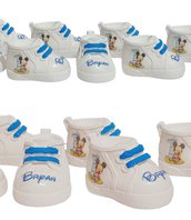 Bomboniera primo compleanno topolino numero uno scarpa scarpina scarpetta segnaposto piedini Personalizzabile 