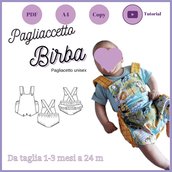 Pagliaccetto CARTAMODELLO Birba pdf unisex da taglia 1-3 mesi a 24